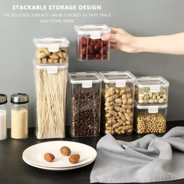 Airtight Food Storage Container Stackable Plastic Kitchen Storage Box