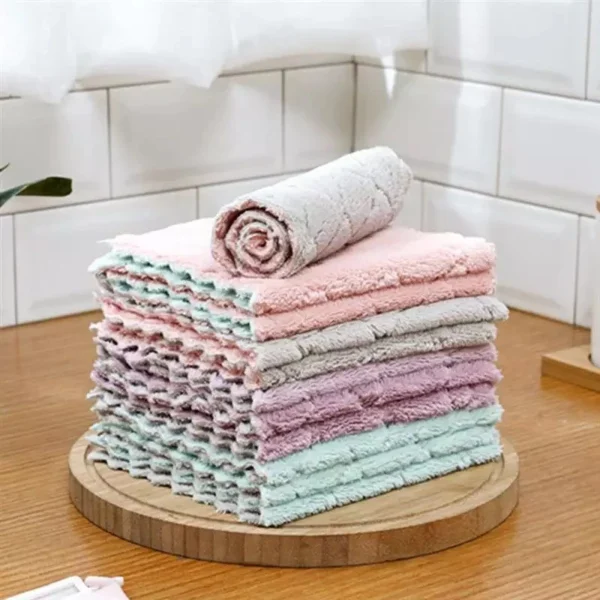 10Pcs Microfiber Cleaning Dish Washing Cloth Kitchen Towel Kitchen Rag