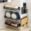Stainless Steel Dish Rack Kitchen Rack Organizer Knife Holder Condiments Rack