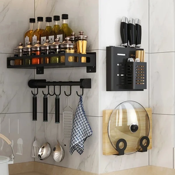 Stainless Steel Dish Rack Kitchen Rack Organizer Knife Holder Condiments Rack