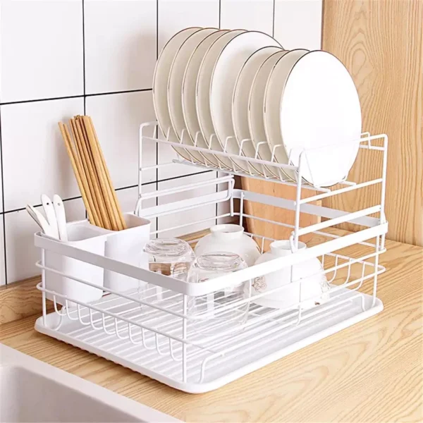 Japanese Style Anti Rust Dish Rack Carbon Steel Lift Up Tray Kitchen Rack