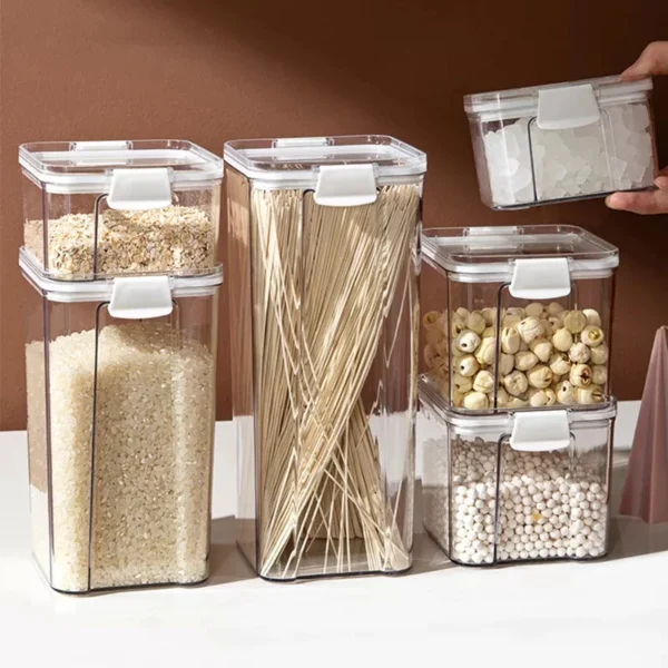 Airtight Food Storage Container Stackable Plastic Kitchen Storage Box