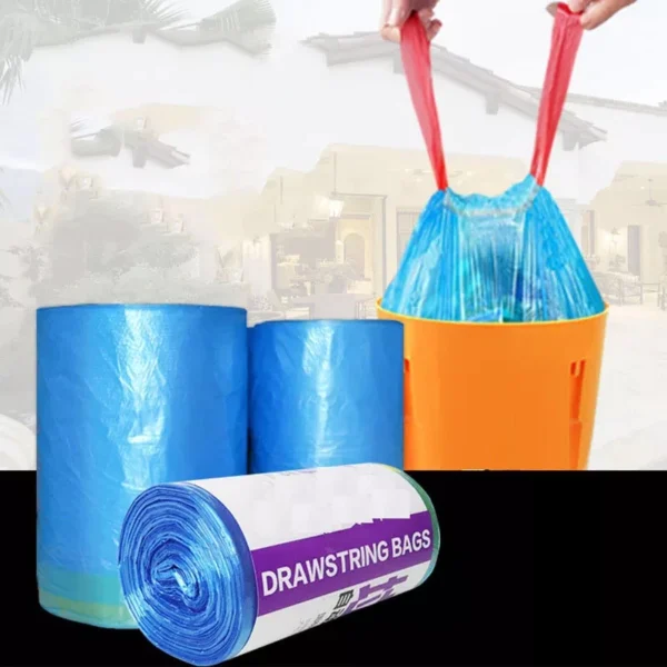 100 Pcs Big Rubbish Bag With String Home Office Garbage Bags Kitchen Trash With Rope