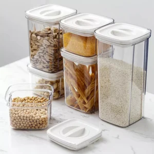 Airtight Twist Lock Transparent Food Storage Container Kitchen Storage Tupperware