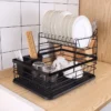 Japanese Style Anti Rust Dish Rack Carbon Steel Lift Up Tray Kitchen Rack