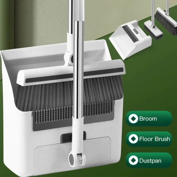 Home Kitchen Office Floor Broom Dustpan Scrub Self Cleaning Dustpan Teeth Sweeping Tools