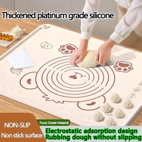 Non Slip Silicone Baking Mat for Pizza Dough Rolling  Non Stick Thickened Pasta Panel for Kitchen Baking and Kneading