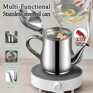 Stainless Steel Oil Filter Pot and Strainer for Kitchen   Durable Oil Dispenser Container for Cooking Oil Storage