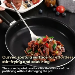 Stainless steel kitchen utensil set  equipped with wooden handled spoons and wok  durable and suitable for kitchen use