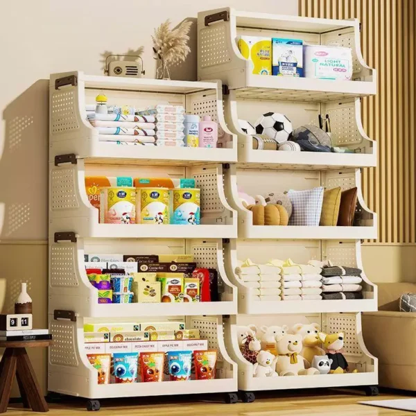 Multi Layer Storage Rack With Wheels Kitchen Storage Organiser Multipurpose Snack Trolley