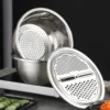 Versatile Kitchen Tools Bundle   Stainless Steel Drain Basin and Grater Set for Effortless Cooking and Cleaning