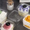 400ml Transparent Plastic Mousse Cup with Lid Square Food Container Cups for Jelly Mousses Bekas Plastik