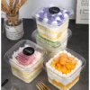 400ml Transparent Plastic Mousse Cup with Lid Square Food Container Cups for Jelly Mousses Bekas Plastik