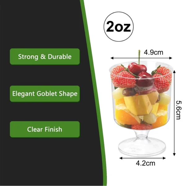 1pcs Clear Plastic Dessert Cups 2 Oz Mousse Cup Disposable Appetizer Cup Goblet Dessert Cup