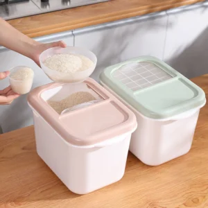 Rice storage box  rice box  push type food storage box with wheels
