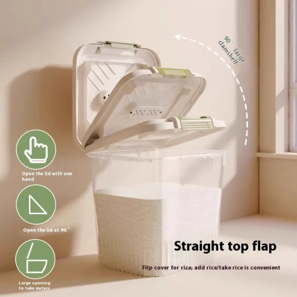 Rice Storage Box Grain Container Cereal Rice Bucket and Moisture Proof Sealed Kitchen Organizer