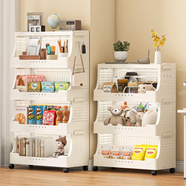 Storage Shelf Rack Bookshelf Trolley Cart Movable Multifunction Kitchen Organizer Shelves