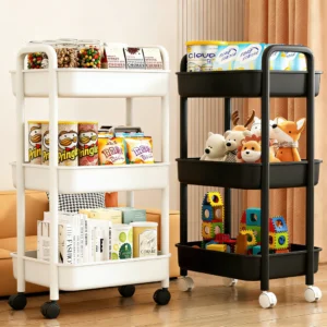 Random Rolling Storage Trolley   Multipurpose Basket Organizer Cart with Handle for Kitchen  Bathroom  Snacks