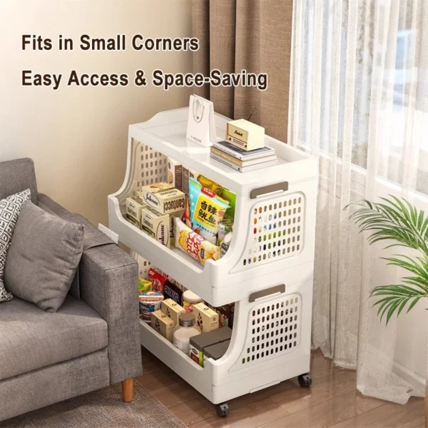 Storage Shelf Rack Bookshelf Trolley Cart Movable Multifunction Kitchen Organizer Shelves