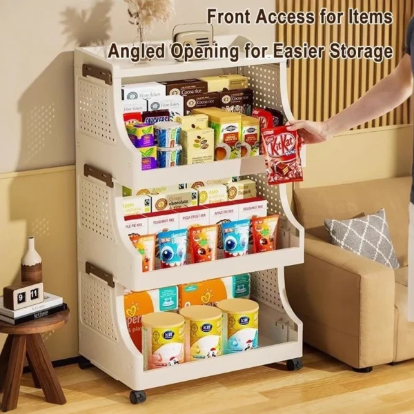 Storage Shelf Rack Bookshelf Trolley Cart Movable Multifunction Kitchen Organizer Shelves